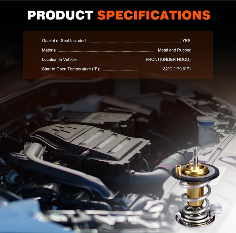 Techie Engine Thermostat 719-180 Compatible with Chevrolet Traverse 2009-2017,for GMC Acadia 2007-2016, Terrain 2010-2017 for BUICK Enclave 2008-2017 3.6L Replacement for 1601-496608 (719-180) - Image 4